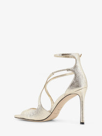 Jimmy Choo Women's Azia Glittered Leather Sandals Silver