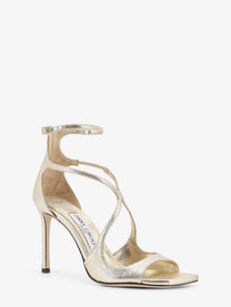 Jimmy Choo Women's Azia Glittered Leather Sandals Silver