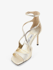 Jimmy Choo Women's Azia Glittered Leather Sandals Silver