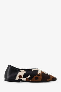 Babú Milano women’s ponyskin ballerinas flat shoe with black and brown cowhide print and minimalist design