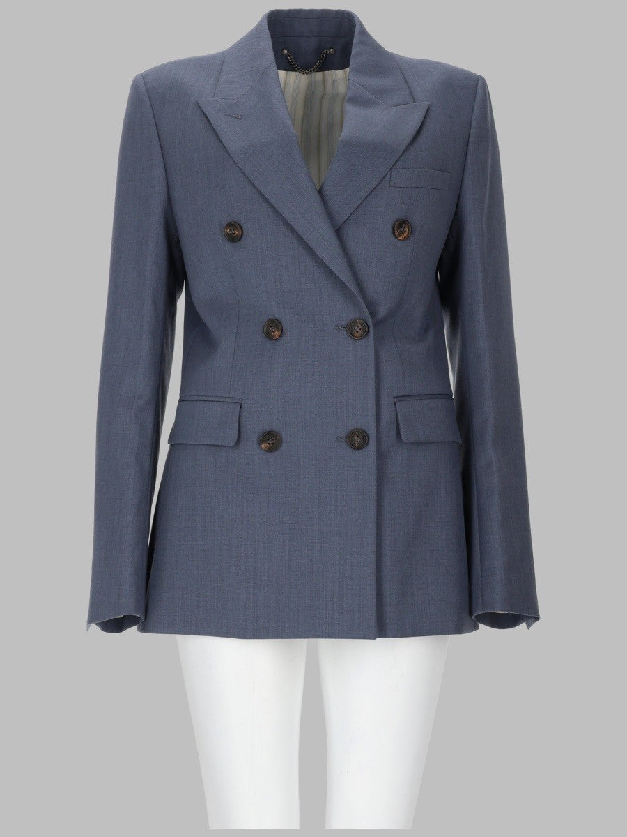 Golden Goose Women's Baby Blue Double Breasted Blazer Multicolor