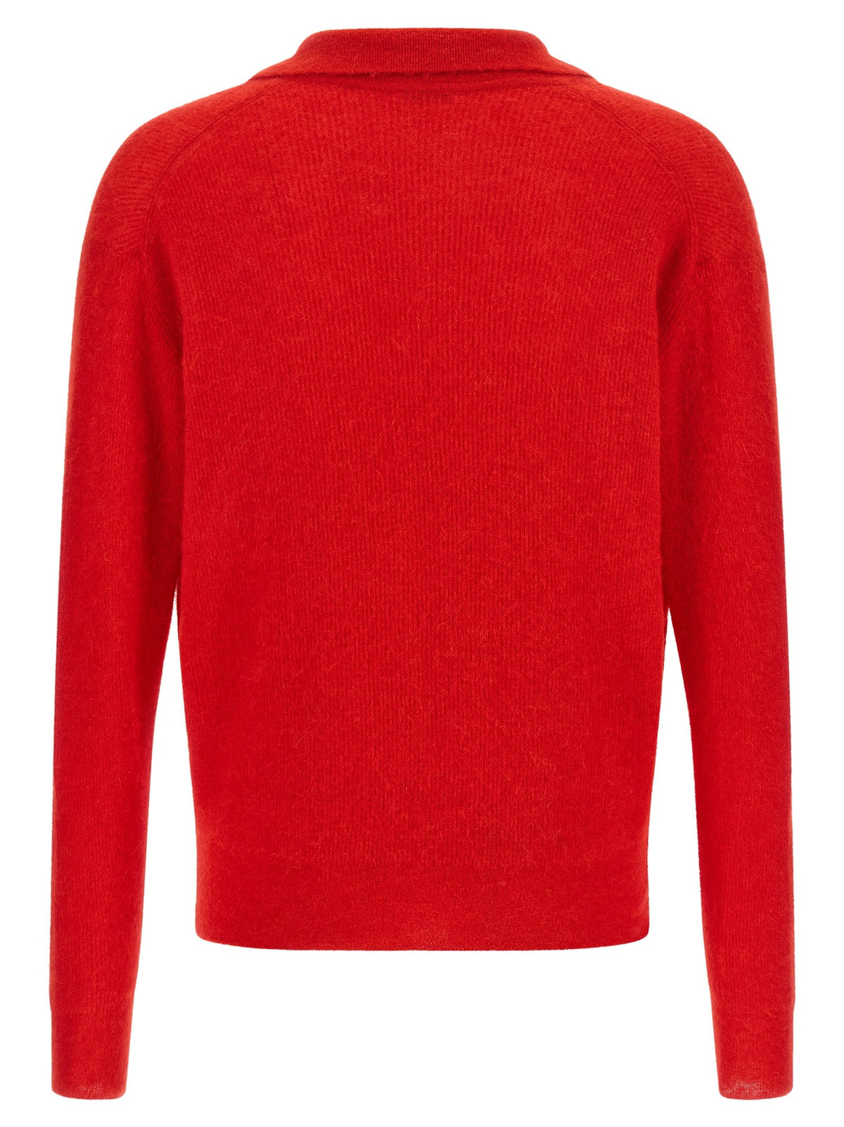 AURALEE Baby Suri Alpaca Sheer Polo Shirt Red, view 2
