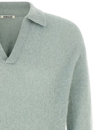 AURALEE Baby Suri Alpaca Sheer Polo Shirt Green, view 3