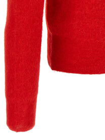 AURALEE Baby Suri Alpaca Sheer Polo Shirt Red, view 4