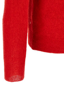 AURALEE Baby Suri Alpaca Sheer Sweater Red, view 4
