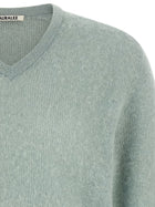 AURALEE Baby Suri Alpaca Sheer Sweater Green, view 3