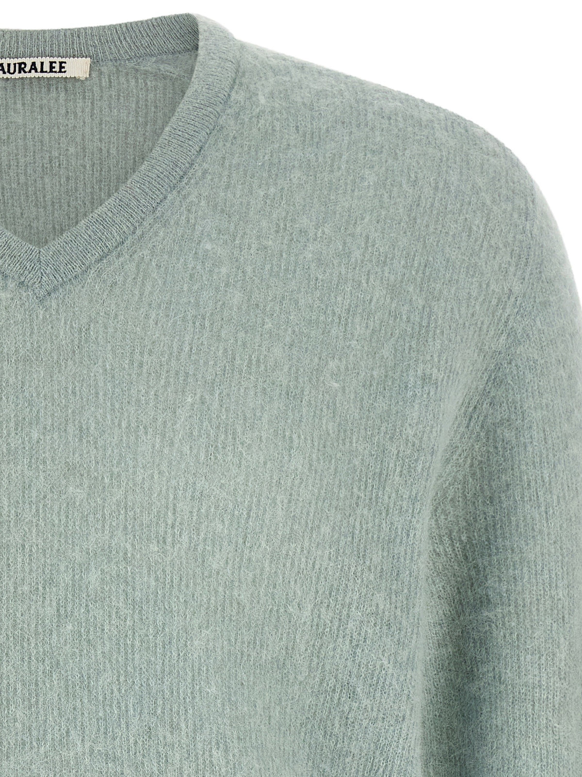 AURALEE Baby Suri Alpaca Sheer Sweater Green, view 3