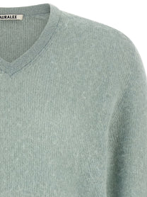 AURALEE Baby Suri Alpaca Sheer Sweater Green, view 3