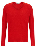 AURALEE Baby Suri Alpaca Sheer Sweater Red