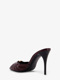 Saint Laurent Women's Babylone Bordeaux Leather Sandals Red