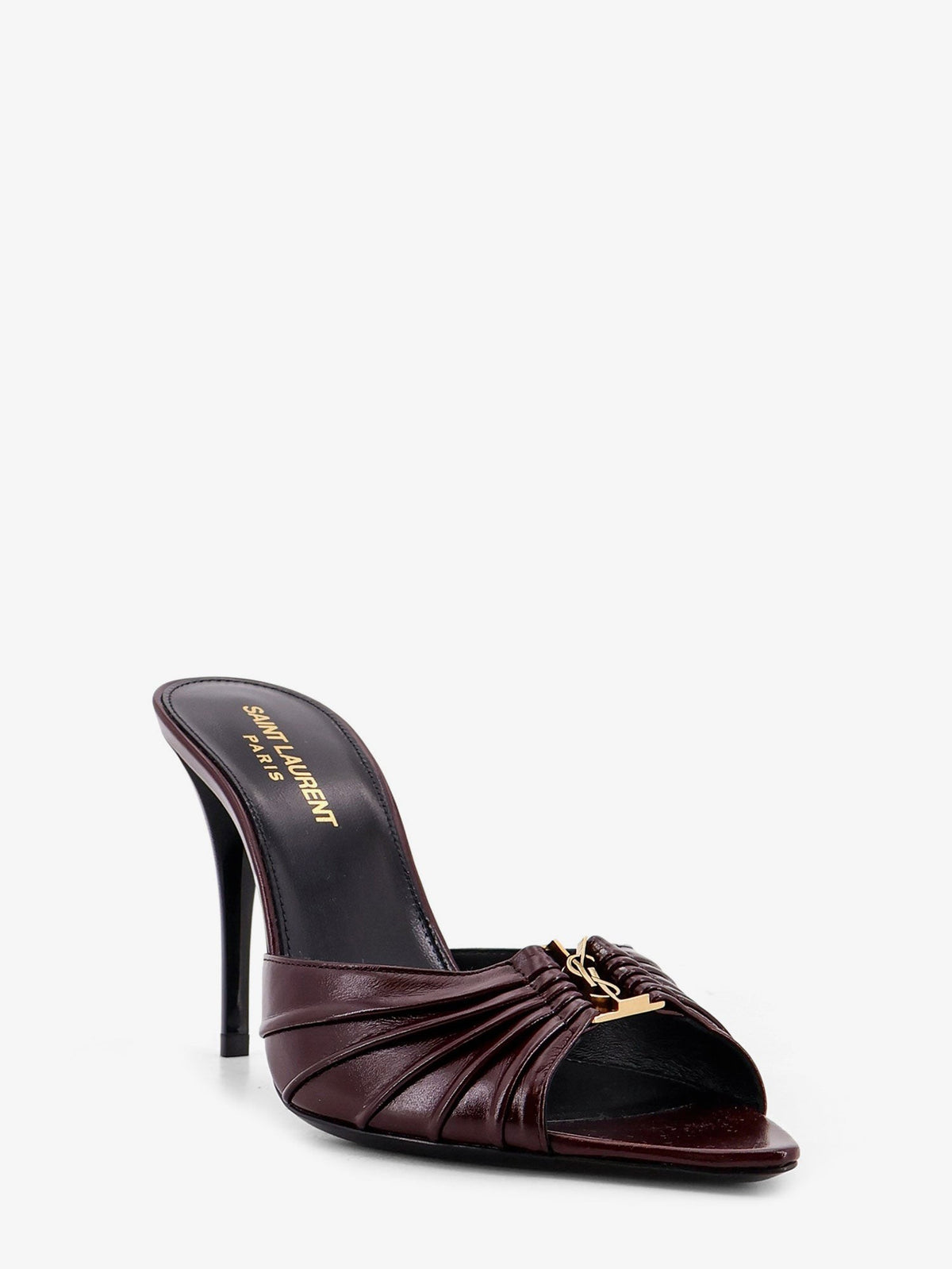 Saint Laurent Women's Babylone Bordeaux Leather Sandals Red