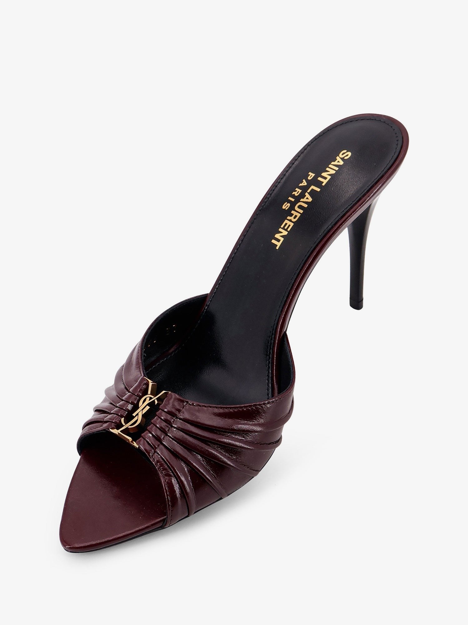 Saint Laurent Women's Babylone Bordeaux Leather Sandals Red