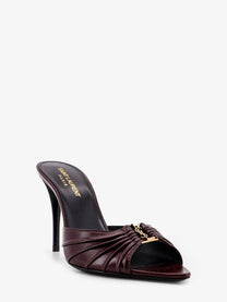 Saint Laurent Women's Babylone Bordeaux Leather Sandals Red