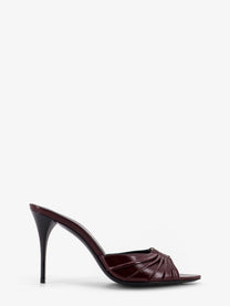 Saint Laurent Women's Babylone Bordeaux Leather Sandals Red