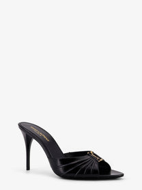 Saint Laurent Women's Babylone Leather Sandals Black