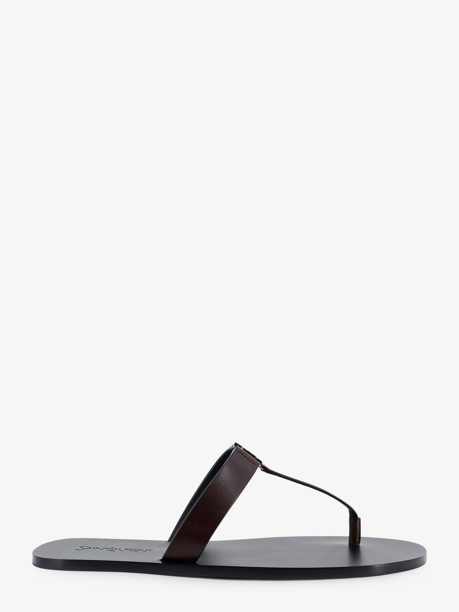 Saint Laurent Men's Babylone Leather Sandals Brown