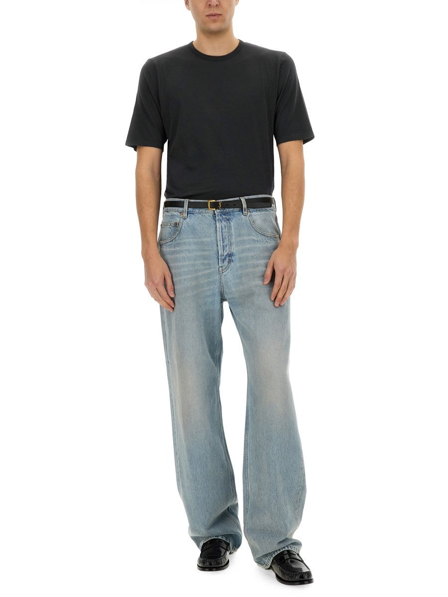 Saint Laurent Men's Baggy Denim Jeans Blue Saint Laurent