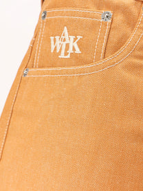 Walk In Paris Men's Baggy Orange Denim Shorts Orange, view 3