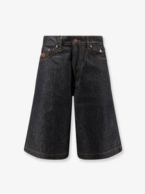 Walk In Paris Men's Baggy Raw Denim Shorts Blue
