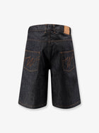 Walk In Paris Men's Baggy Raw Denim Shorts Blue