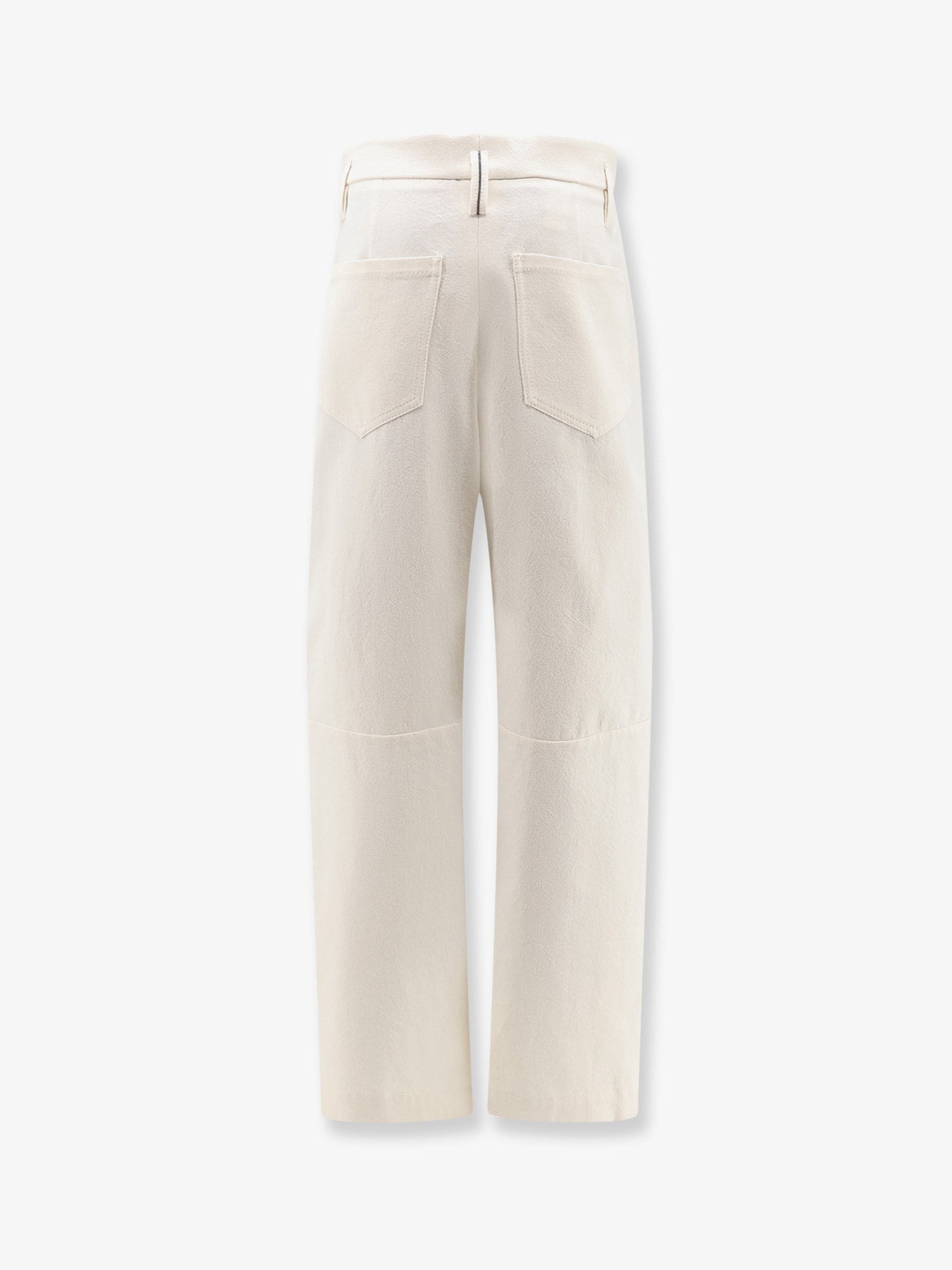 Brunello Cucinelli Women's Baggy Wrinkled Wool and Cotton Trousers PANAMA