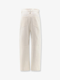 Brunello Cucinelli Women's Baggy Wrinkled Wool and Cotton Trousers PANAMA