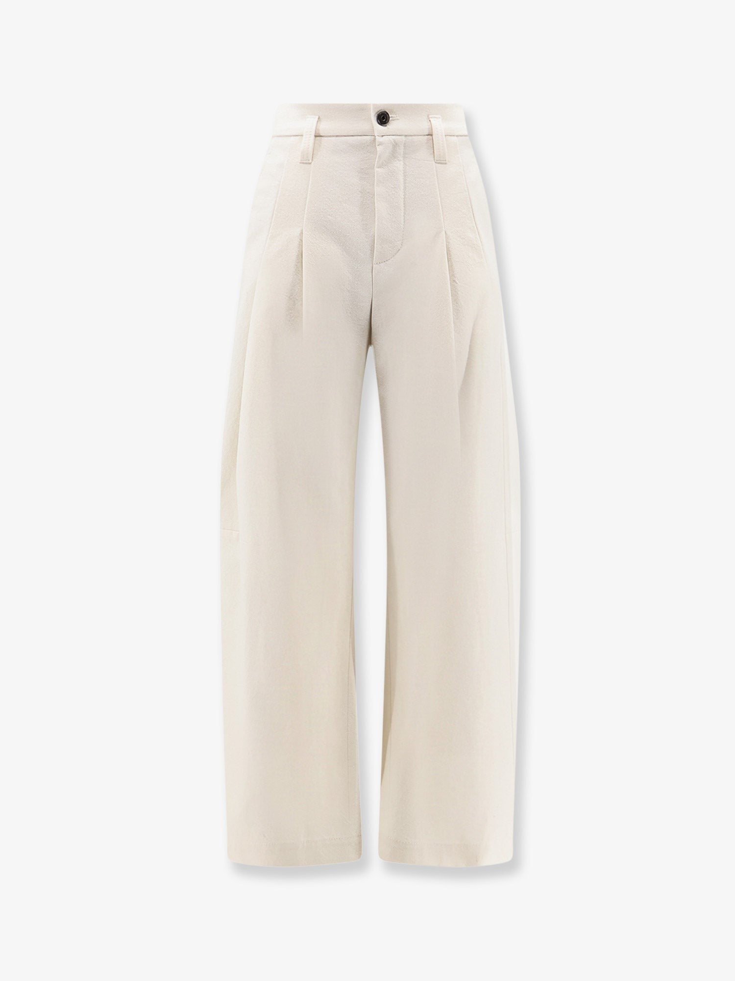 Brunello Cucinelli Women's Baggy Wrinkled Wool and Cotton Trousers PANAMA