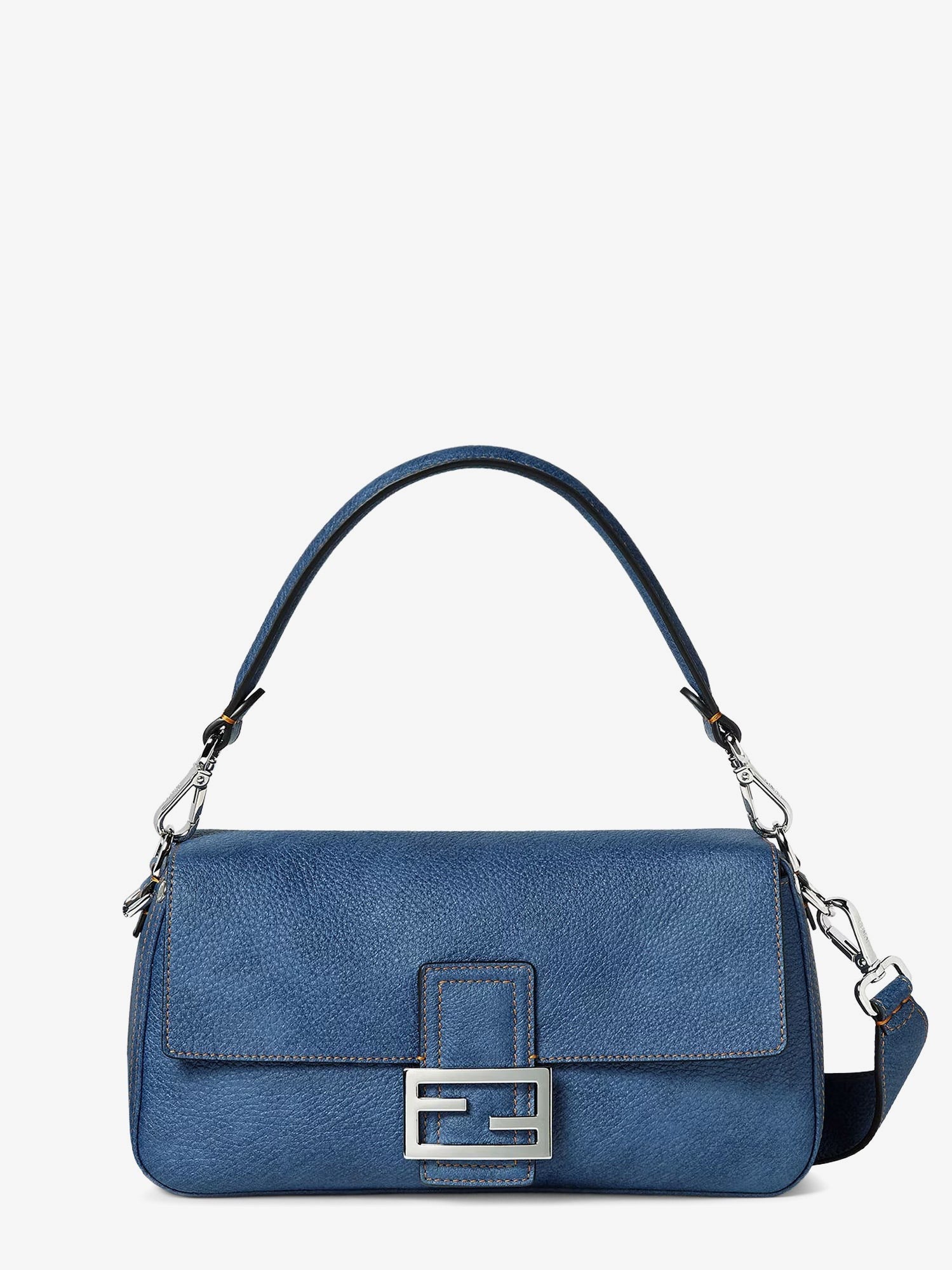 Fendi Women's Baguette Leather Shoulder Bag Blue