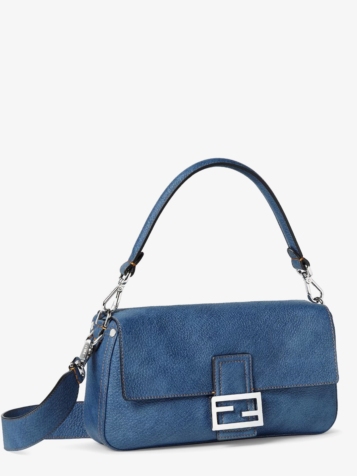 Fendi Women's Baguette Leather Shoulder Bag Blue