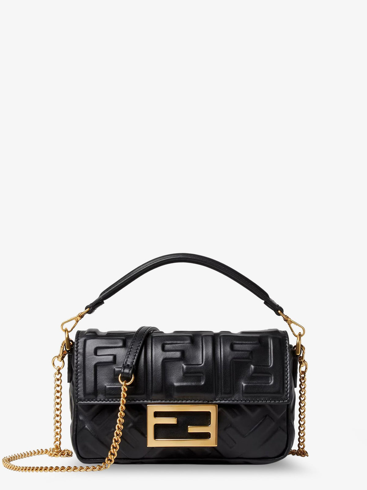Fendi Women's Baguette Mini Leather Shoulder Bag Black