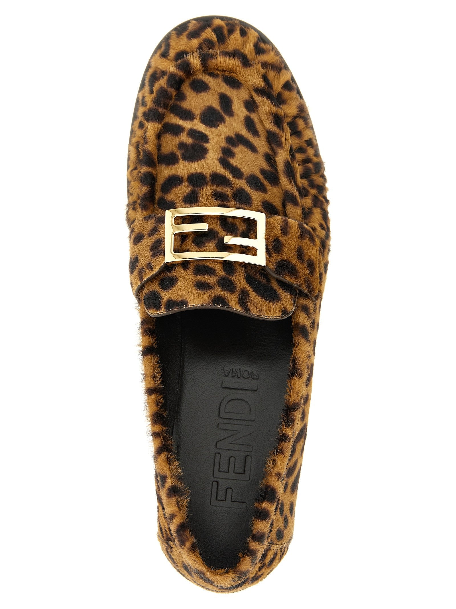 Fendi Baguette Pony Hair Loafers Brown