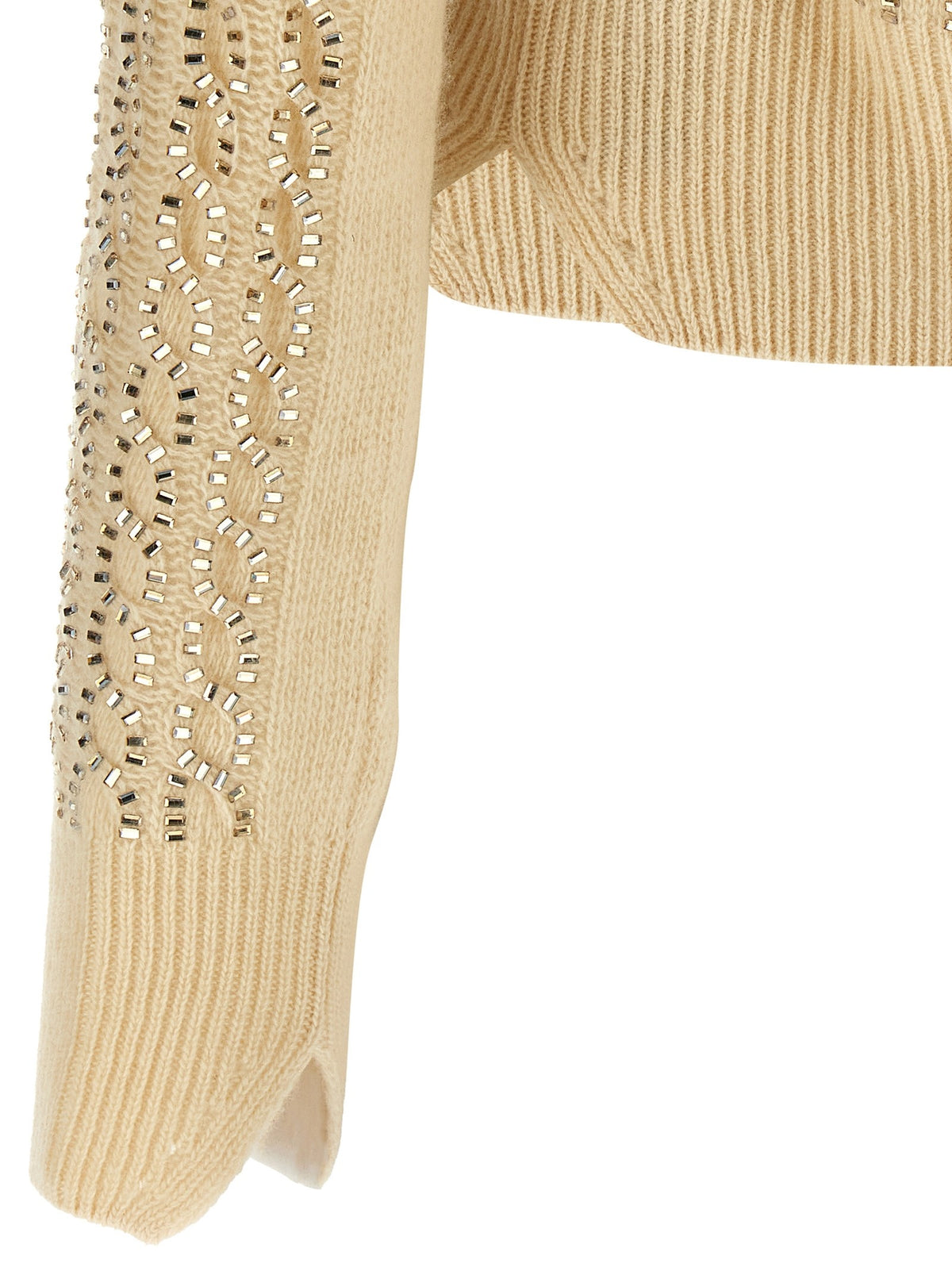Ermanno Scervino Baguette Studded Sweater Beige, view 4