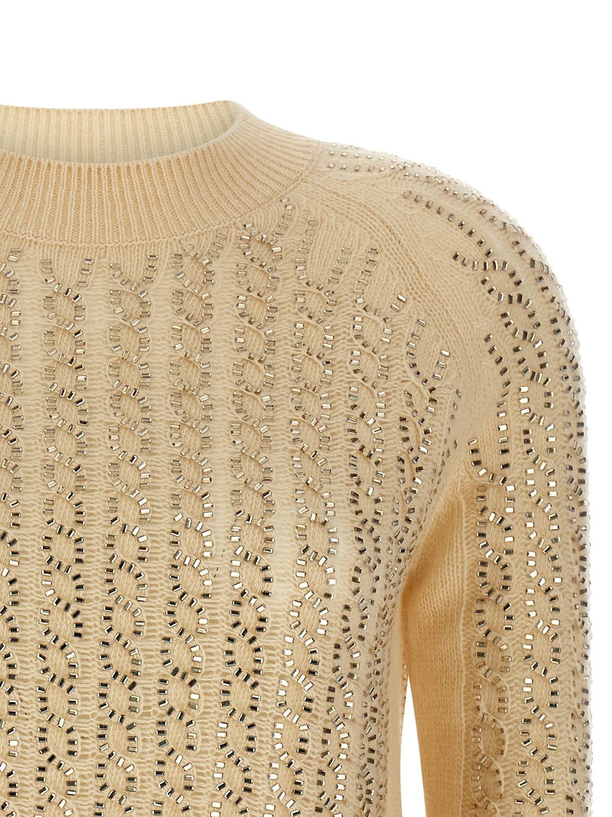 Ermanno Scervino Baguette Studded Sweater Beige, view 3