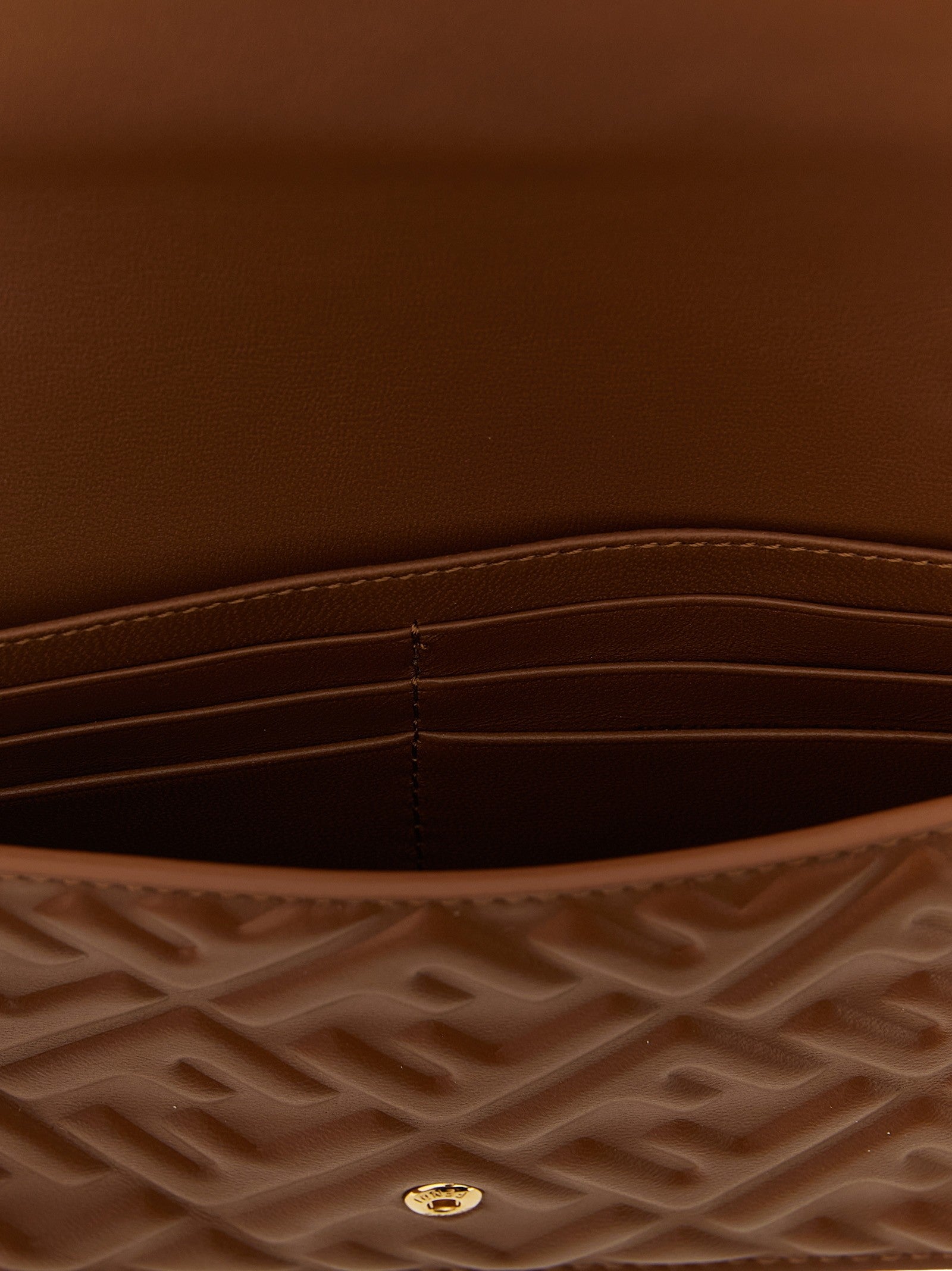 Fendi Baguette Wallet on Chain Brown