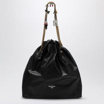 Balenciaga - Balenciaga Crush Media black leather tote bag - Shopper
