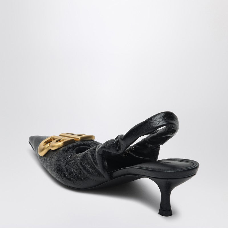 Balenciaga - Balenciaga Monaco black slingback with logo - Slingback