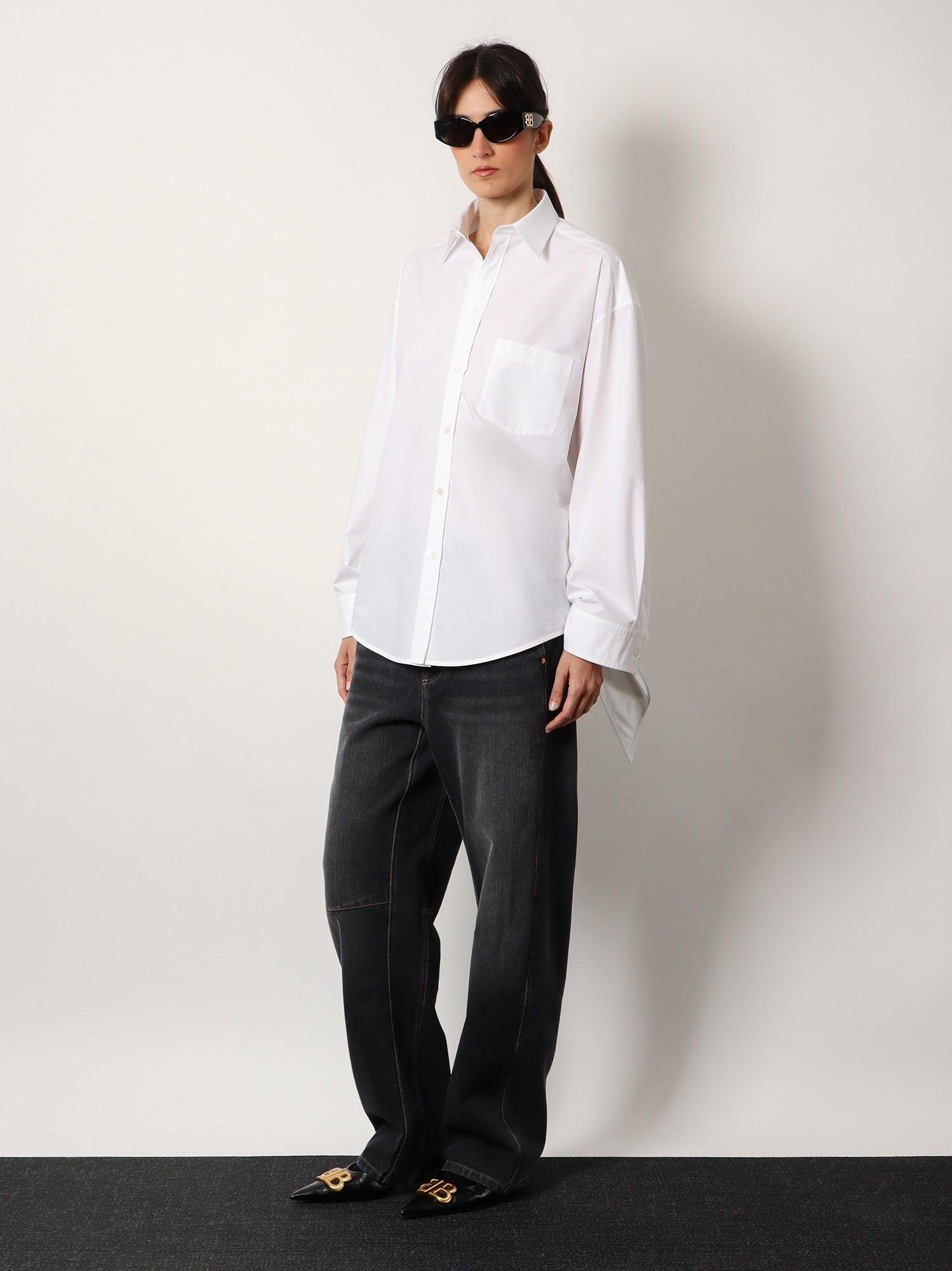 Balenciaga - Balenciaga Oversize Cotton Shirt With Knotted Details - Women’s Tops