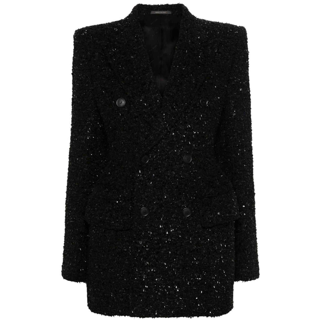 Balenciaga - Balenciaga Hourglass tweed-texture padded-shoulder wool-blend blazer - Jackets