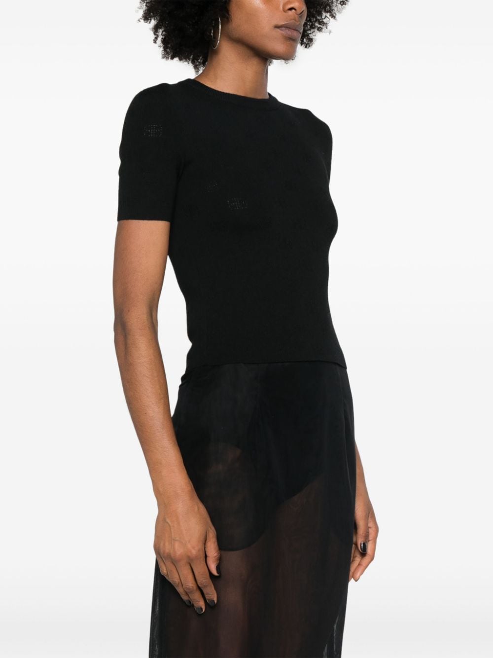 Balenciaga - Balenciaga Perforated BB T-shirt - Women’s Knitwear