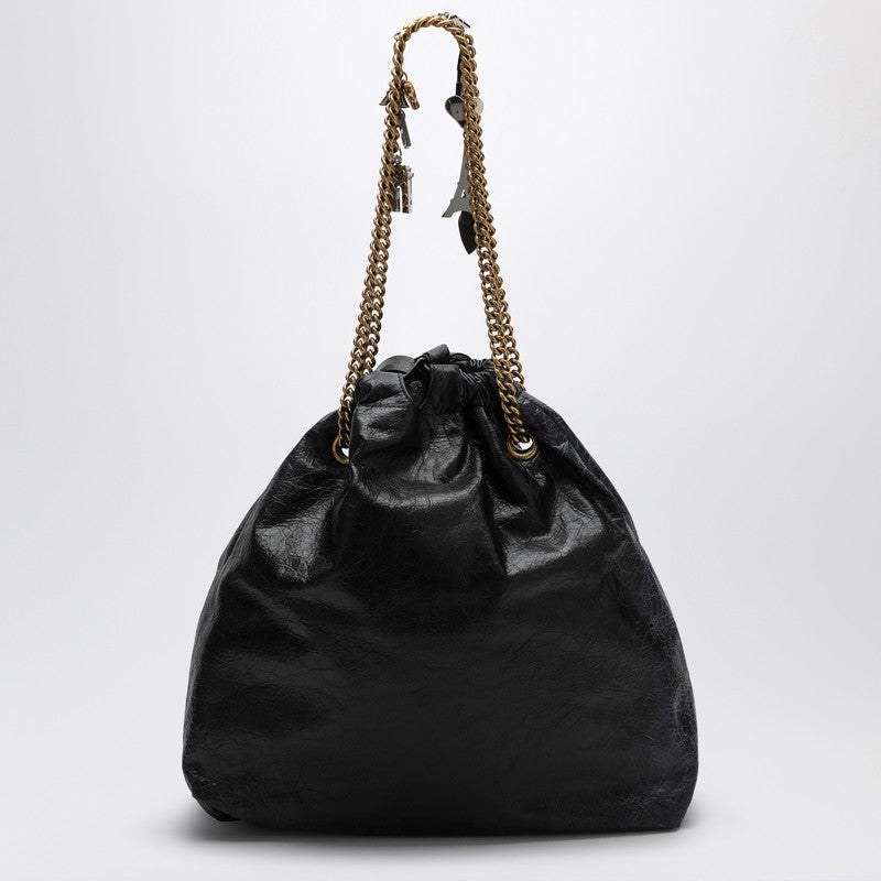 Balenciaga - Balenciaga Crush Media black leather tote bag - Shopper