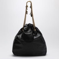 Balenciaga - Balenciaga Crush Media black leather tote bag - Shopper