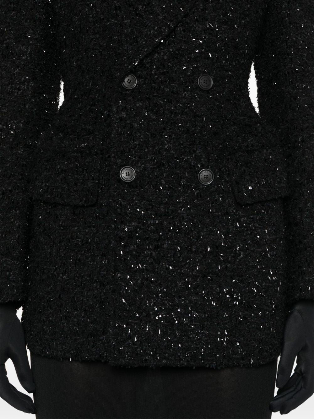 Balenciaga - Balenciaga Hourglass tweed-texture padded-shoulder wool-blend blazer - Jackets