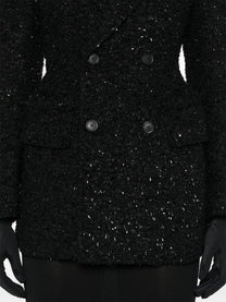 Balenciaga - Balenciaga Hourglass tweed-texture padded-shoulder wool-blend blazer - Jackets