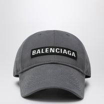 Balenciaga - Balenciaga Grey cotton Patch baseball cap - Scarves Hats &amp; Gloves