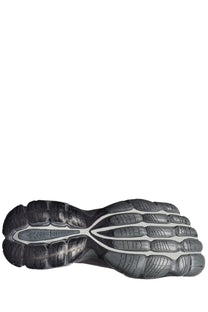 Balenciaga men’s anatomic runner sneaker grey featuring a black and gray rubber sole with a segmented toe design