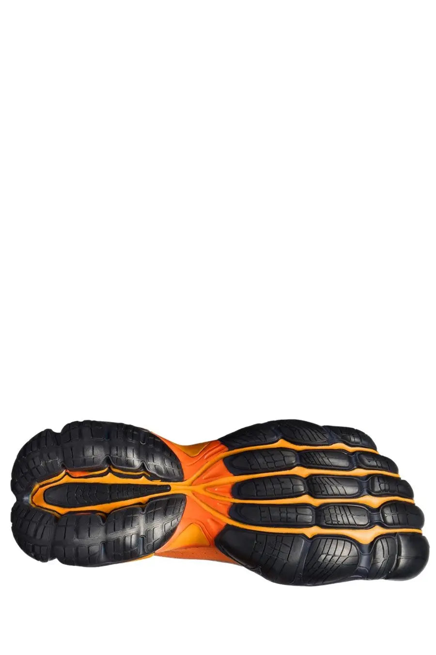 Balenciaga men’s anatomic runner sneaker orange with black and orange rubber sole featuring a skeletal design