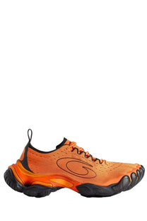 Balenciaga men’s anatomic runner sneaker orange with vibrant orange and black vibram fivefingers and breathable mesh upper