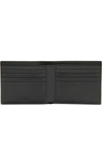 Balenciaga men’s bi fold cash portfolio black leather wallet with multiple card slots and central divider