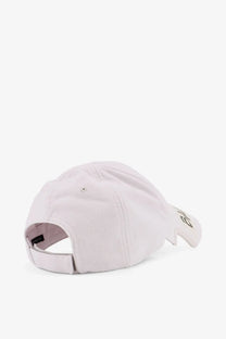 Balenciaga men’s cotton hat in light pink with curved brim and subtle black embroidered logo on the side