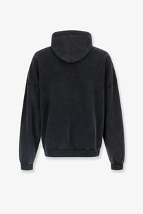 Balenciaga men’s black cotton oversized hoodie with relaxed fit and ribbed cuffs